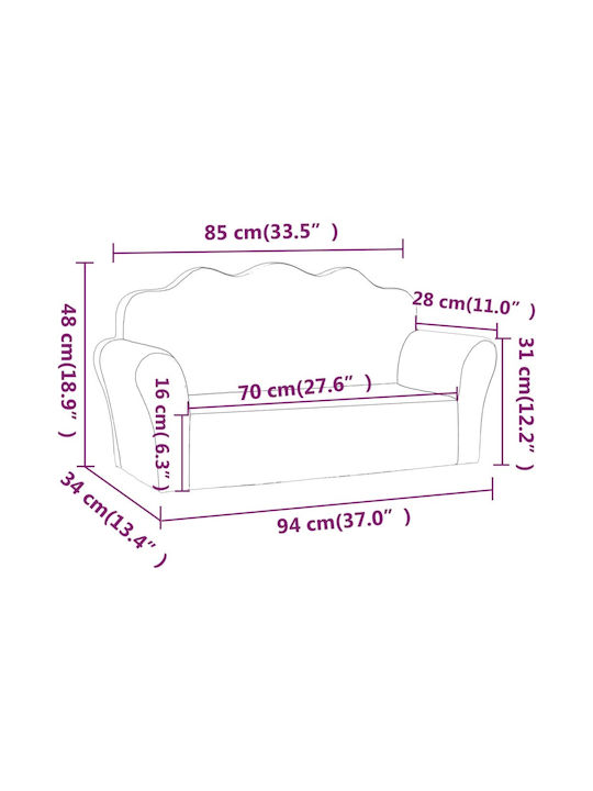Sofa with Armrests Gray 94x34x48cm