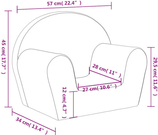 Kids Armchair Grey 57x34x45cm