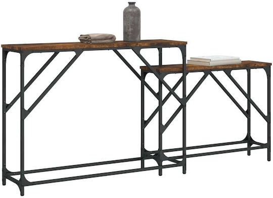 Конзолна маса от Дърво & Метал Опушен дъб Д180xШ28xВ75cm