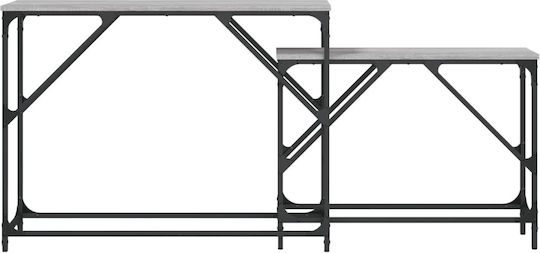 Console Table Wood & Metal Grey Sonoma L180xW28xH75cm