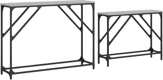 Console Table Wood & Metal Grey Sonoma L180xW28xH75cm