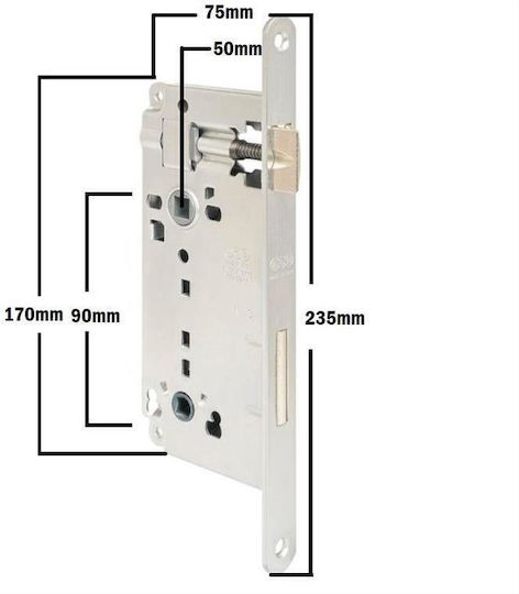 AGB 50-90 Recessed Lock Mesoportas with Center 50mm Left