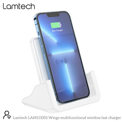 Lamtech Ασύρματος Φορτιστής (Qi Pad) 15W Λευκός (LAM113355)