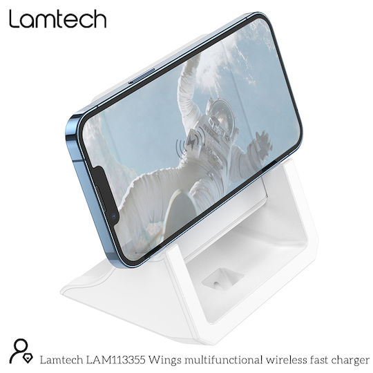 Lamtech Ασύρματος Φορτιστής (Qi Pad) 15W Power Delivery Λευκός (LAM113355)