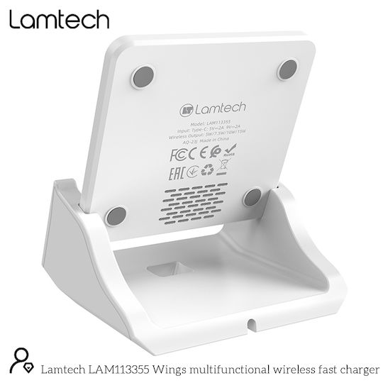 Lamtech Ασύρματος Φορτιστής (Qi Pad) 15W Power Delivery Λευκός (LAM113355)
