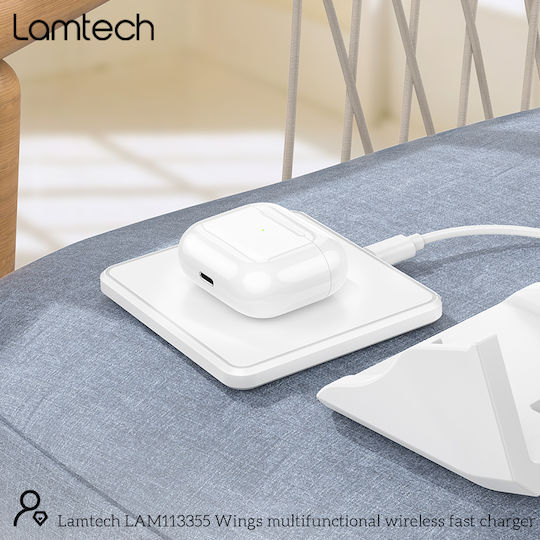 Lamtech Ασύρματος Φορτιστής (Qi Pad) 15W Power Delivery Λευκός (LAM113355)