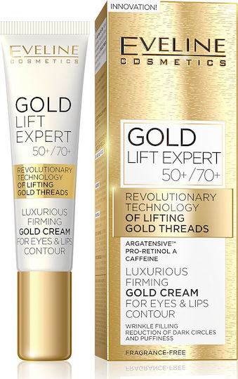Eveline Gold Lift Expert Eye and Lip Cream for Firming Dark Circles Eye Bags and Anti-Wrinkle 15ml