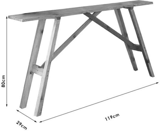Roosevelt Solid Wood Console Table Walnut L119xW29xH80cm