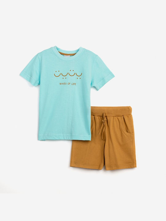 Funky Kids Set with Shorts Summer 2pcs Light Turquoise