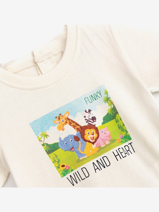 Funky Kids Clothing Sets with Shorts Ecru/Green 2 Pieces