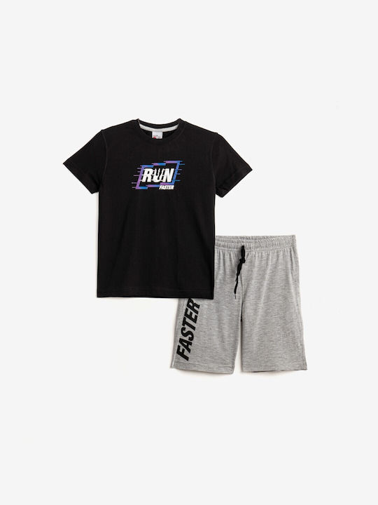 Funky Kids Set with Shorts Summer 2pcs Black/Grey