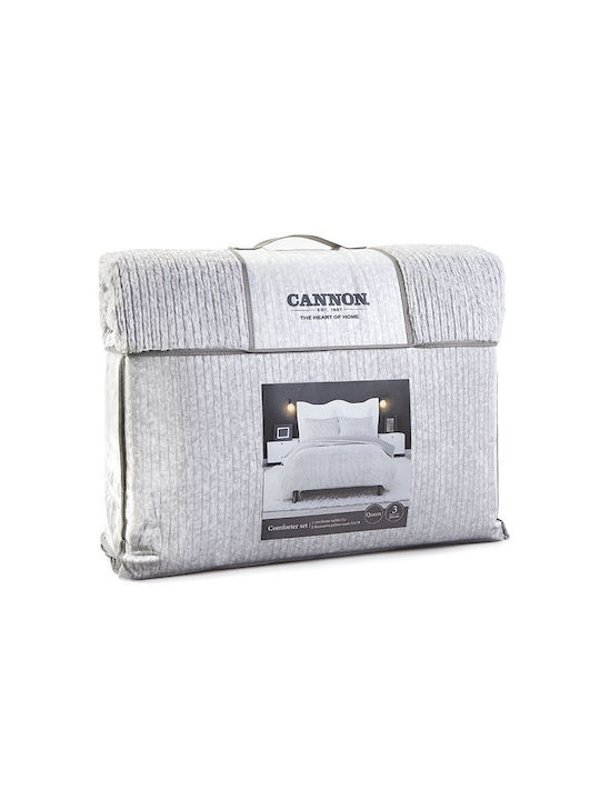 Cannon Κουβερτοπάπλωμα Σετ Μονό 160x240εκ. Γκρι 3τμχ