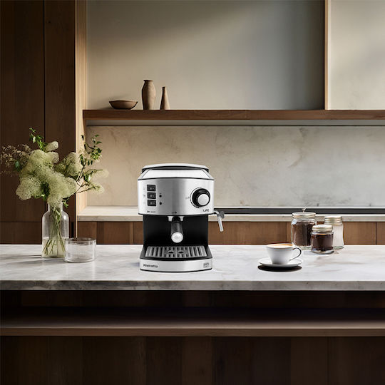 Life Ristretto Μηχανή Espresso 850W Πίεσης 20bar Ασημί