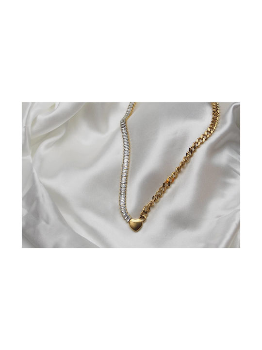 Necklace with design Heart from Gold Plated Steel