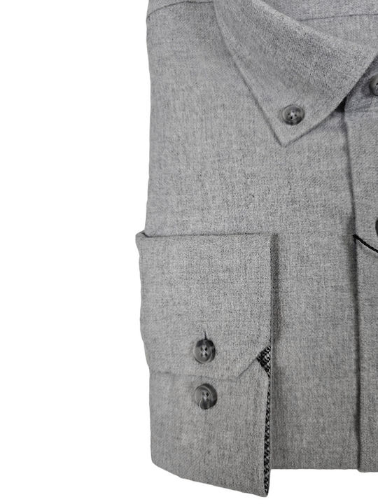 Poli Gianni 03 Herrenhemd Langärmelig Flanell GREY OPEN