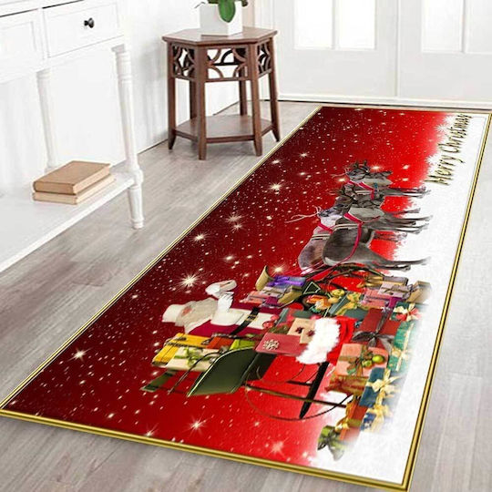 Coro-tt01 Rectangular Kitchen Mat with Anti-slip Underlay Red 180x60εκ.