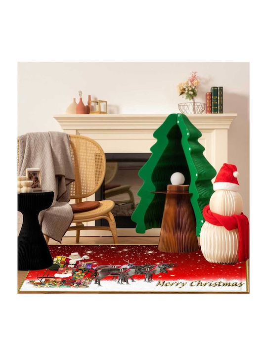 Coro-tt01 Rectangular Kitchen Mat with Anti-slip Underlay Red 180x60εκ.