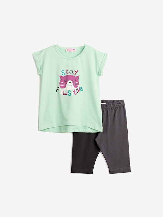 Funky Kids Set with Leggings Summer 2pcs Spring Green