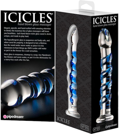 Pipedream Icicles Nr 5 Glas Dildo Klar / Blau 18,4cm