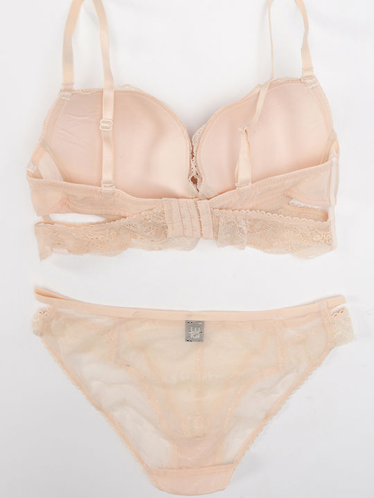 Comfort Spitzen Unterwäsche-Set für Damen BH mit Slip Beige