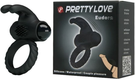 Pretty Love Eudora Vibrating Cock Ring Schwanz Silikon Schwarz