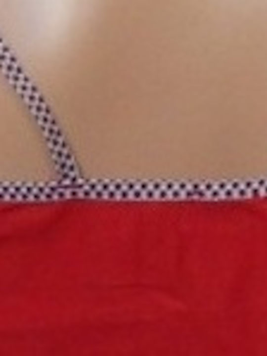 Diana Women's Summer Blouse with Straps Checked Red