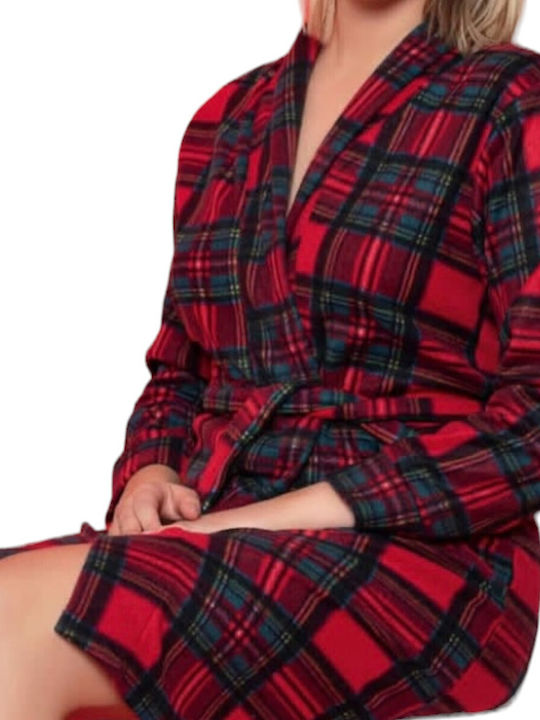 Asel Winter Women's Fleece Robe Plaid