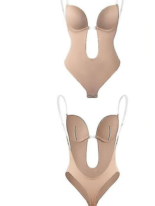 Tres Chic Frauen Bodysuit Beige