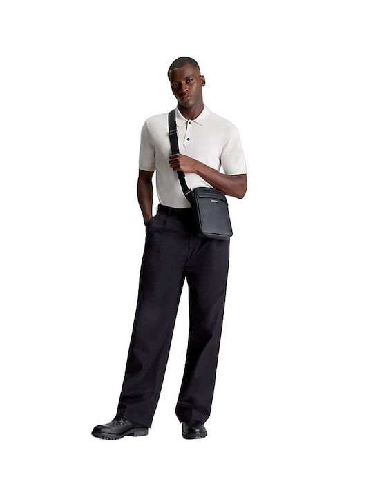 Calvin Klein Artificial Leather Shoulder / Crossbody Bag with Zipper & Adjustable Strap Black 20x6x23cm