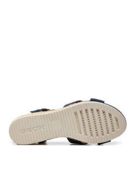 D Ischia Corda Women's Ankle Strap Platforms Navy Blue