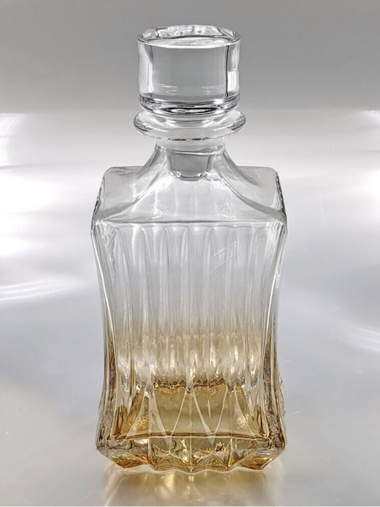 Domumart Crystal Whiskey Decanter 22cm with Stopper Honey 750ml