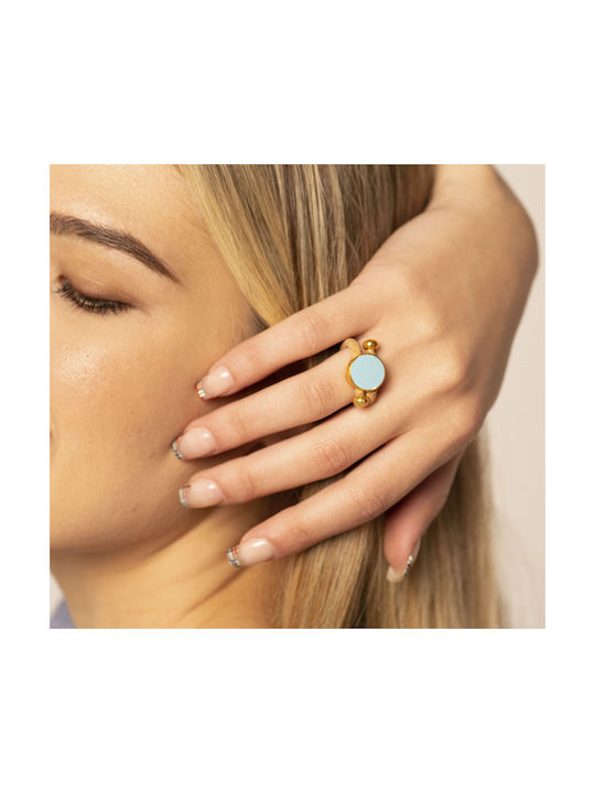 Apoxylo Mini Damen Ring mit Emaille Turquoise