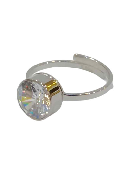 One Damen Ring mit Zirkonia aus Stahl