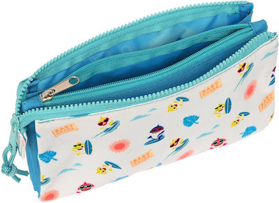 Woomax Fabric Blue Pencil Case with 2 Compartments