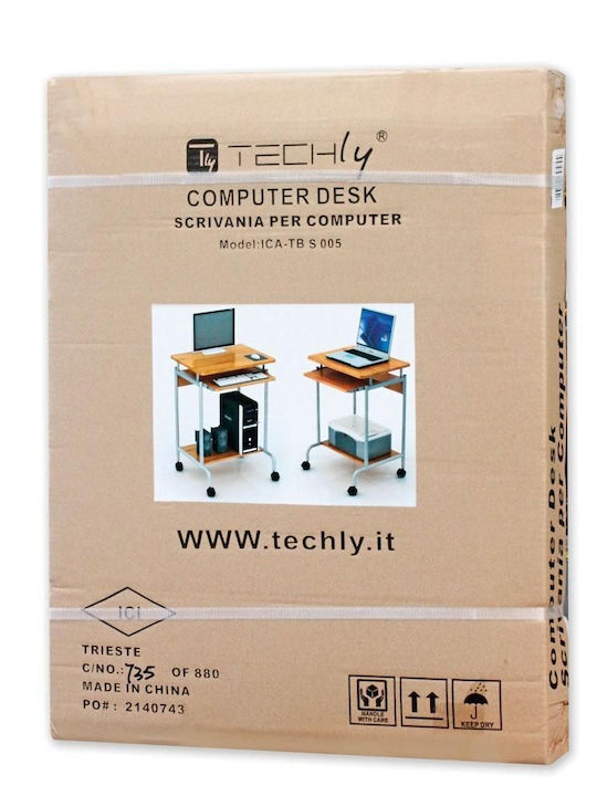 Computer Office Wooden Brown with Metal Legs 60x45x75cm