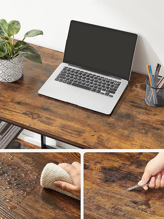Desk Wooden Brown with Metal Legs 100x50x75cm