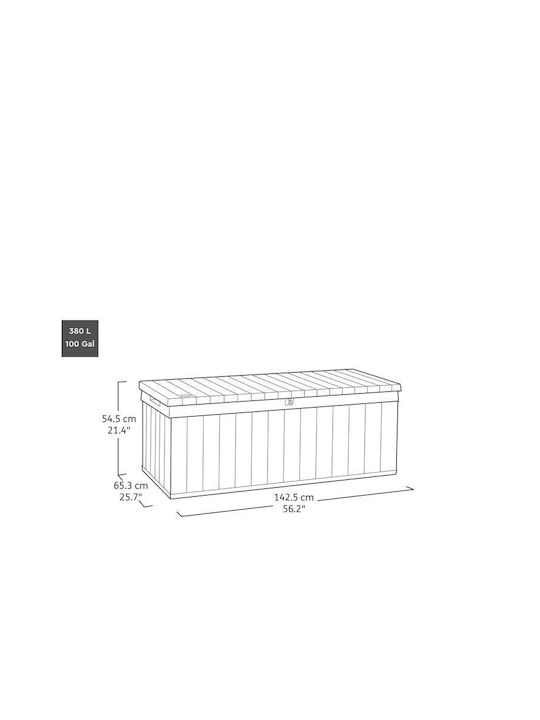 Keter Outdoor Storage Box 380lt Brown L132.2xW55.7xH47.4cm