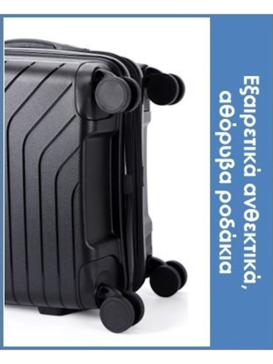 Lavor Cabin Hard Travel Suitcase Black with 4 Wheels Height 55cm