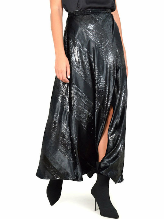 W20T3046 Hoch tailliert Midi Rock Schwarz