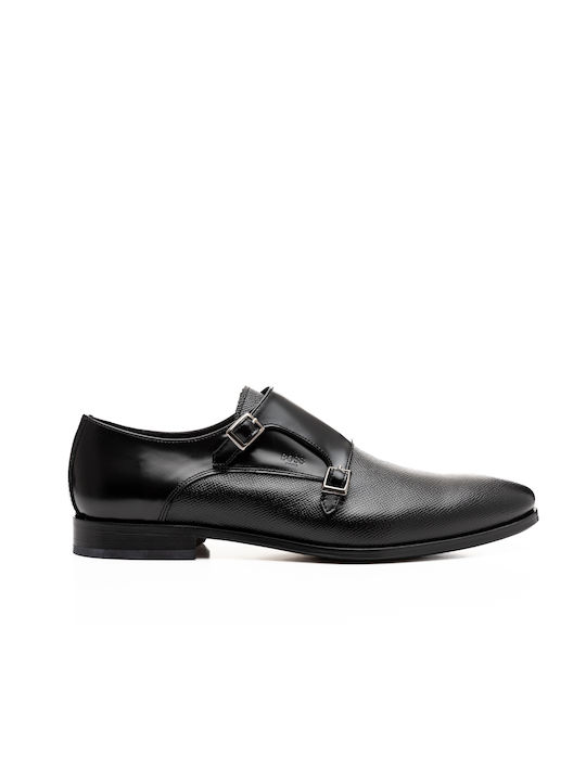 Boss Shoes Men's Leather Monk Shoes Black Epson