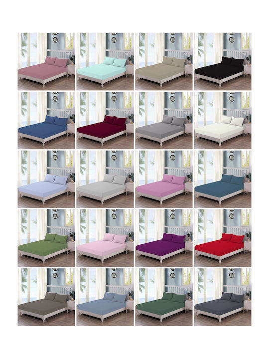 Casa Colori Military Σεντόνι Διπλό με Λάστιχο 140x200+30εκ. Πράσινο