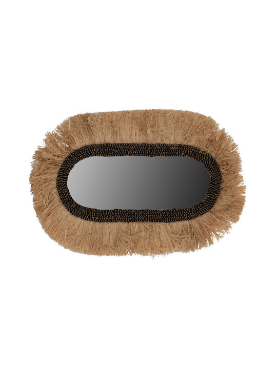 Freebox Wall Mirror Oval with Black Rattan Frame 90x55cm 1pcs