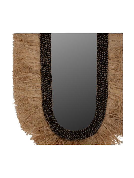 Freebox Wall Mirror Oval with Black Rattan Frame 90x55cm 1pcs