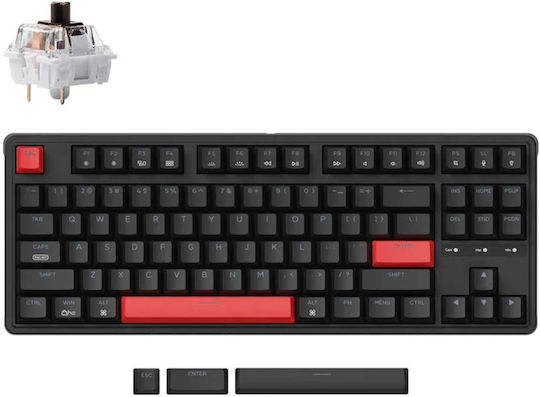 Keychron C3 Pro C3P-A1 QMK/VIA C3P-A1 Gaming Μηχανικό Πληκτρολόγιο Tenkeyless με Custom Red διακόπτες και Φωτιζόμενα πλήκτρα (Αγγλικό US) Κόκκινο