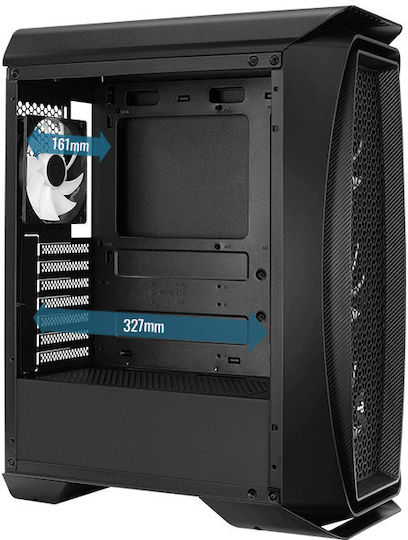 Aerocool Aero One Frost Gaming Midi Tower Computer Case with Side Window and RGB Lighting Black