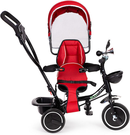 Ecotoys Kids Tricycle with Parental Handle for 1-5 Years Red-Black
