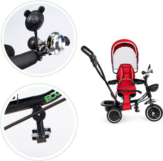 Ecotoys Kids Tricycle with Parental Handle for 1-5 Years Red-Black