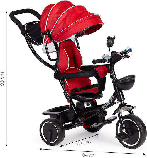 Ecotoys Kids Tricycle with Parental Handle for 1-5 Years Red-Black