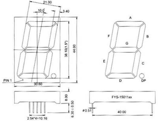 15011 ROHS 5 Stück Bildschirm Matrix 1.5" 1x1 Zeichen