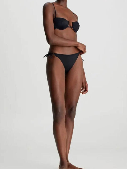 Bikini Bottoms Slip with Laces Black